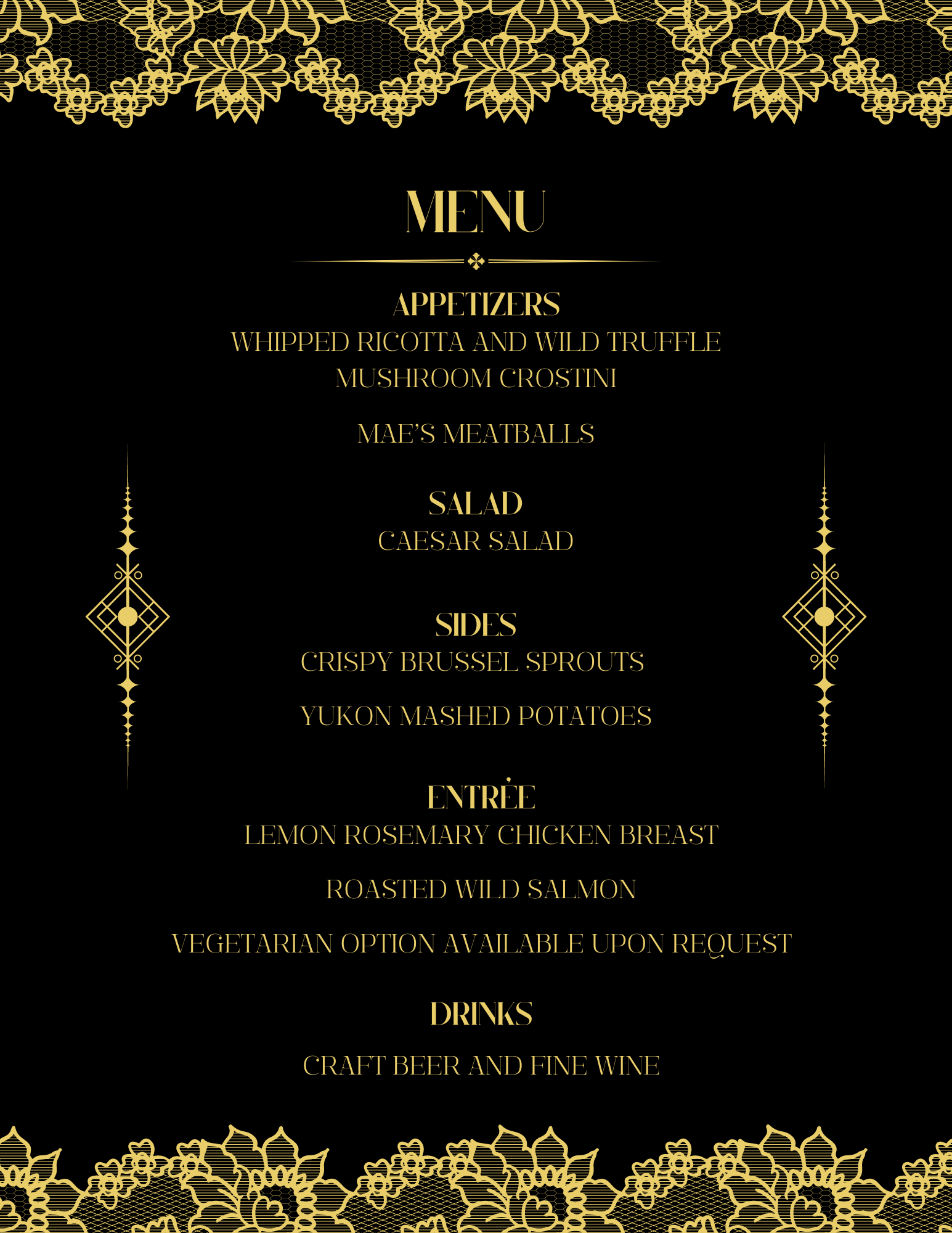 Trap Door's 30th Anniversary Gala Menu